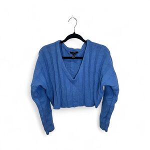 Forever 21 Cropped Knit Sweater Blue‎ - Size M